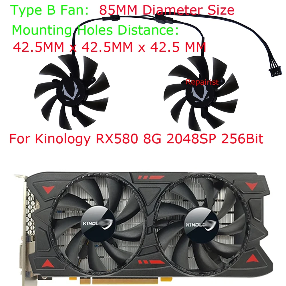 Rx 580 8Gb 2048Sp Gpu - Ventilador de tarjeta de vídeo, Enfriador