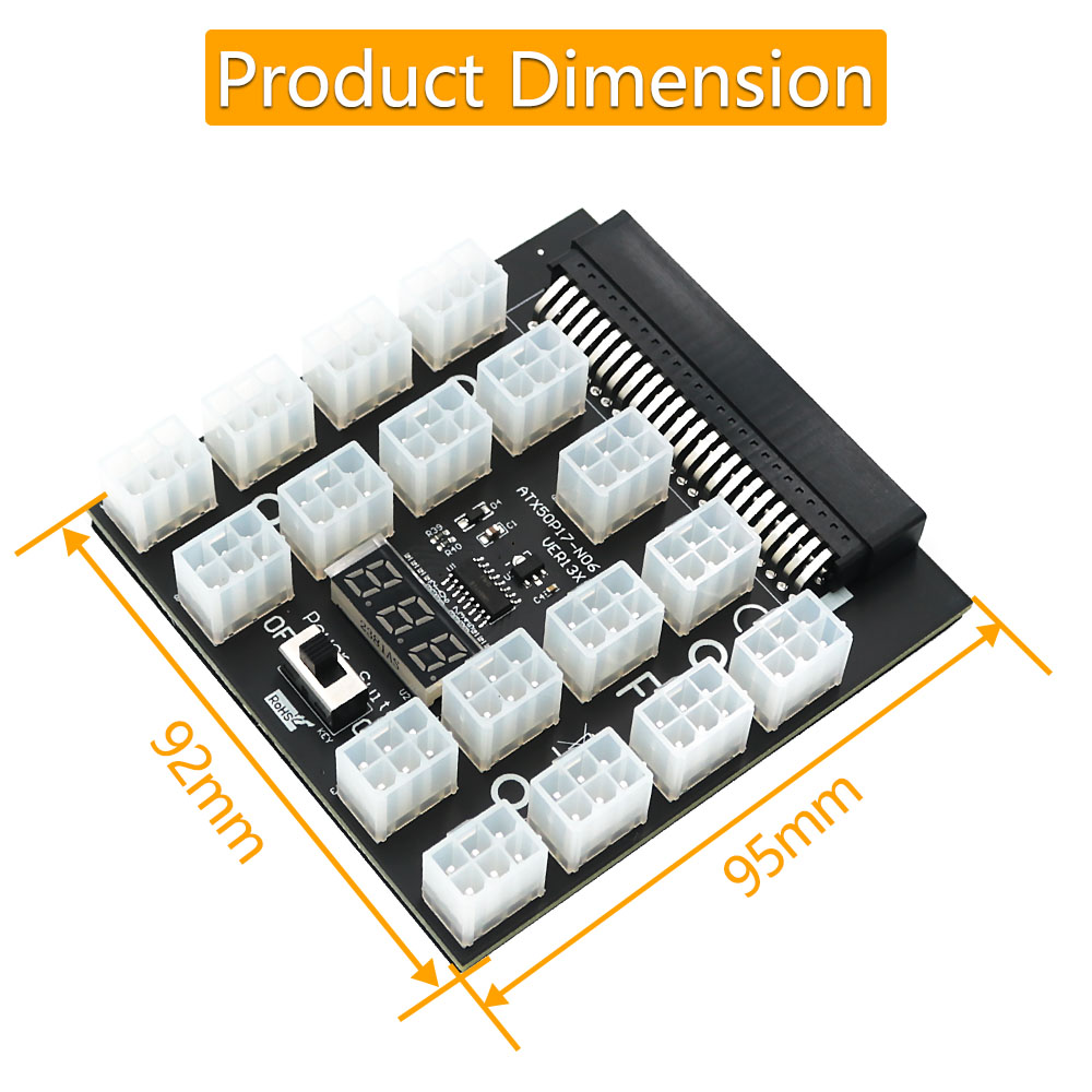 PCI-E 12V 50Pin a ATX 17x6Pin  - 2400W Server Psu Breakout Board reseña y precio