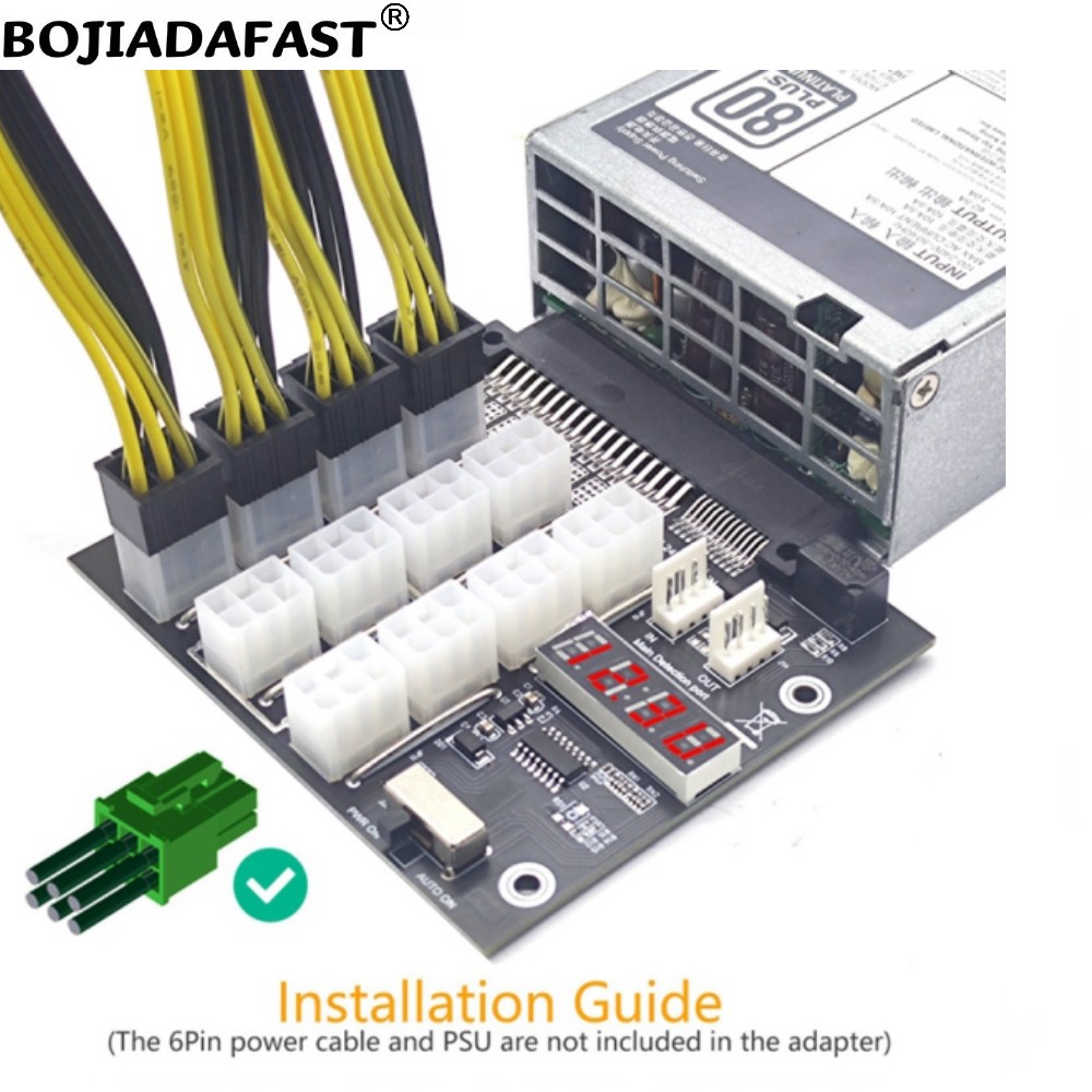 12 * Conectores PCI-E de 6 pin - 2400W Server Psu Breakout Board reseña y precio