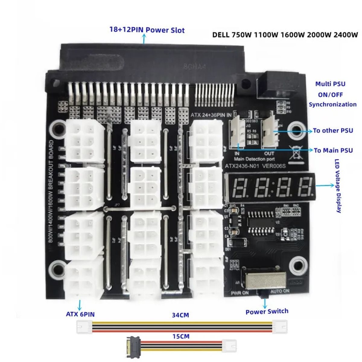 NUEVO DE FÁBRICA~Placa de Cone - 2400W Server Psu Breakout Board reseña y precio